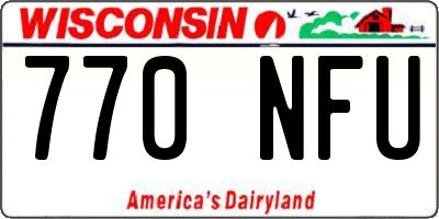 WI license plate 770NFU