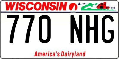 WI license plate 770NHG