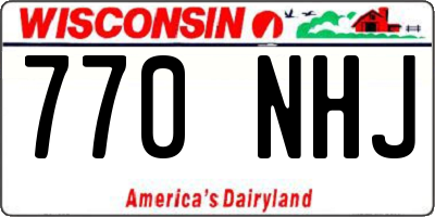 WI license plate 770NHJ