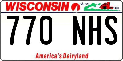 WI license plate 770NHS