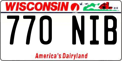 WI license plate 770NIB