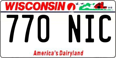 WI license plate 770NIC