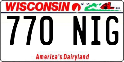 WI license plate 770NIG