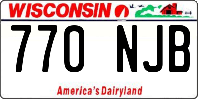WI license plate 770NJB