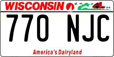 WI license plate 770NJC