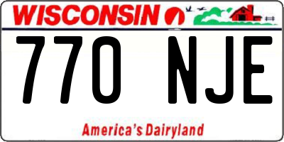WI license plate 770NJE