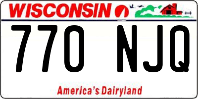 WI license plate 770NJQ