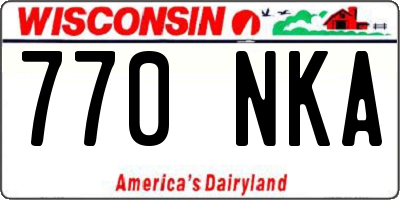 WI license plate 770NKA