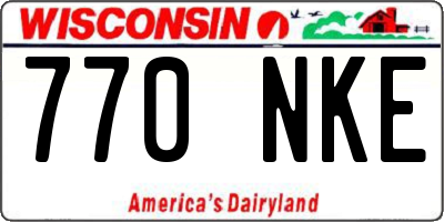 WI license plate 770NKE
