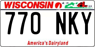 WI license plate 770NKY