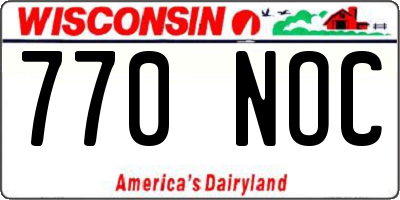 WI license plate 770NOC
