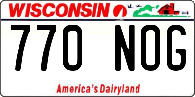 WI license plate 770NOG
