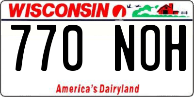 WI license plate 770NOH