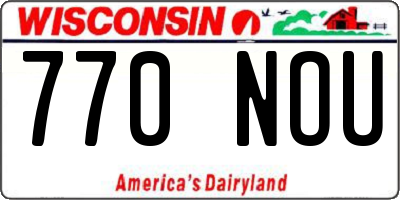 WI license plate 770NOU