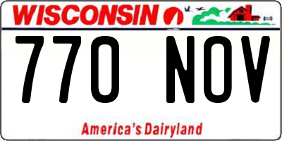 WI license plate 770NOV