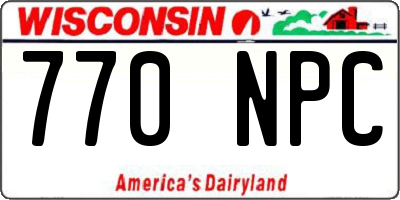 WI license plate 770NPC