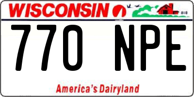 WI license plate 770NPE
