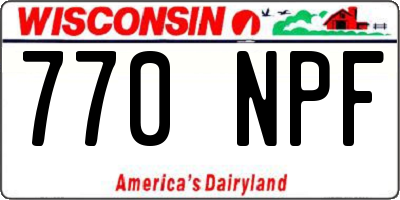 WI license plate 770NPF
