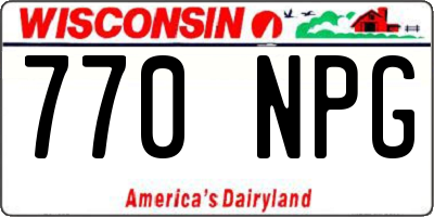 WI license plate 770NPG