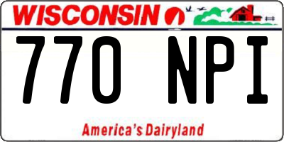 WI license plate 770NPI