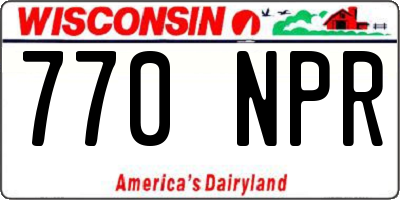 WI license plate 770NPR