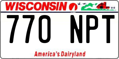 WI license plate 770NPT