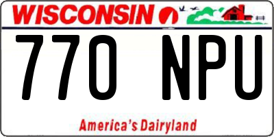 WI license plate 770NPU
