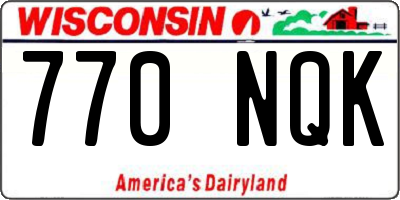 WI license plate 770NQK