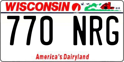 WI license plate 770NRG