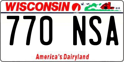 WI license plate 770NSA