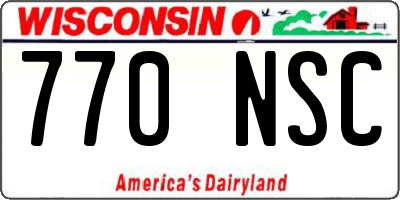 WI license plate 770NSC