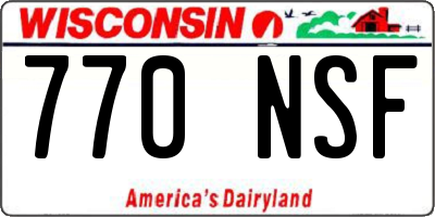 WI license plate 770NSF
