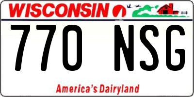 WI license plate 770NSG