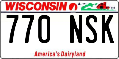 WI license plate 770NSK