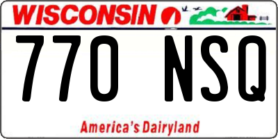 WI license plate 770NSQ