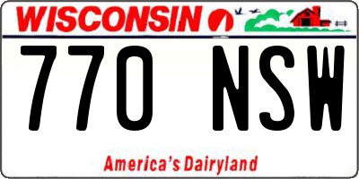 WI license plate 770NSW