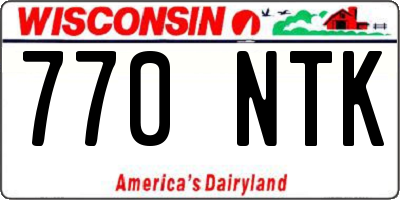 WI license plate 770NTK
