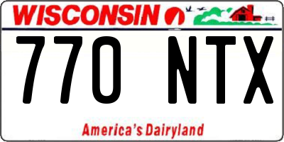 WI license plate 770NTX
