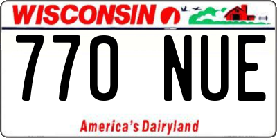 WI license plate 770NUE