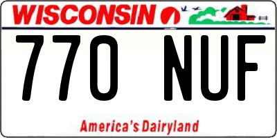 WI license plate 770NUF