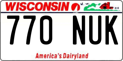 WI license plate 770NUK