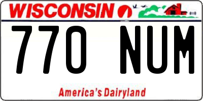 WI license plate 770NUM