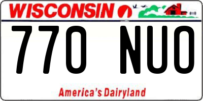 WI license plate 770NUO