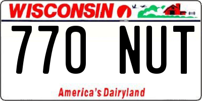 WI license plate 770NUT
