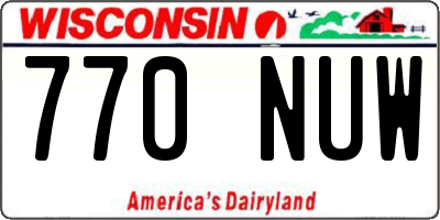 WI license plate 770NUW