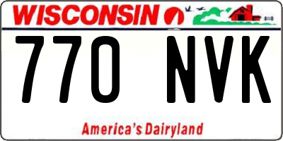 WI license plate 770NVK