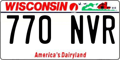 WI license plate 770NVR