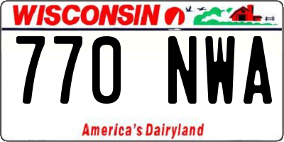 WI license plate 770NWA