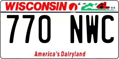 WI license plate 770NWC