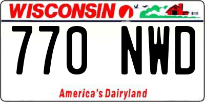 WI license plate 770NWD